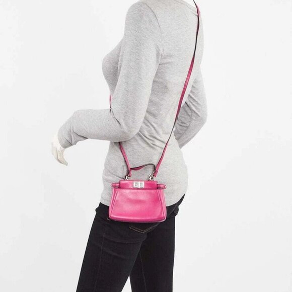 Fendi Fuchsia Nappa Leather Micro Peekaboo Bag 8M0355 - Picture 2 of 11